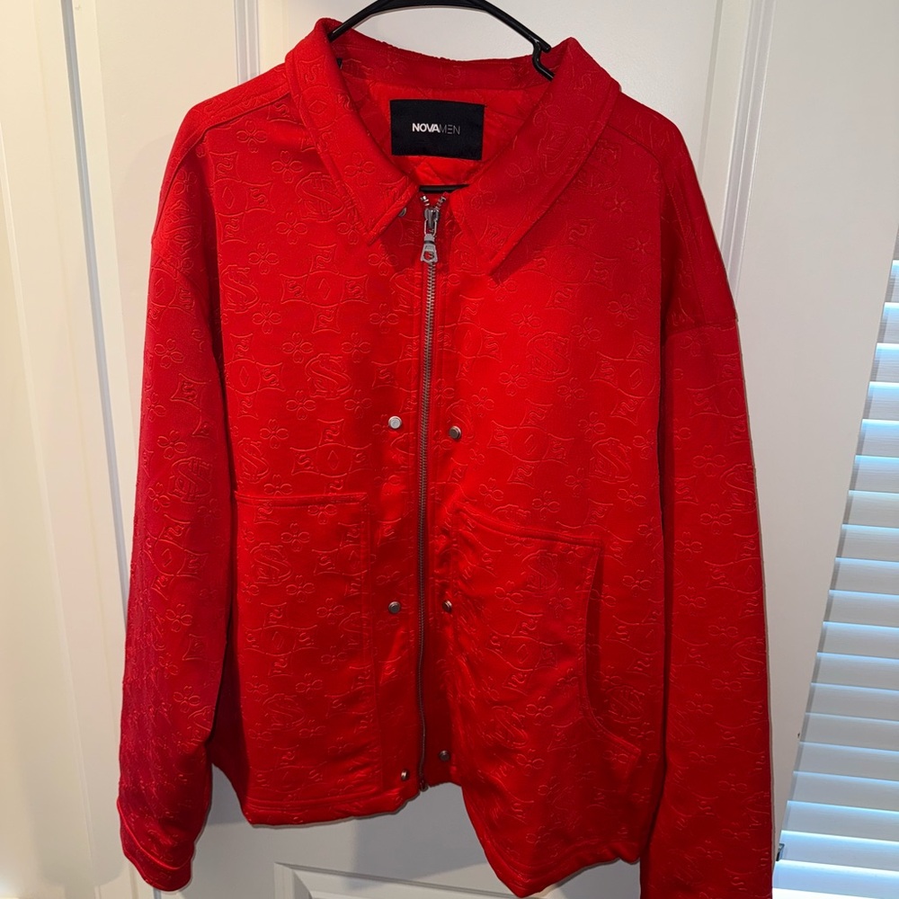 Fashion Nova Red Lightweight Shirt Jacket with Zipper